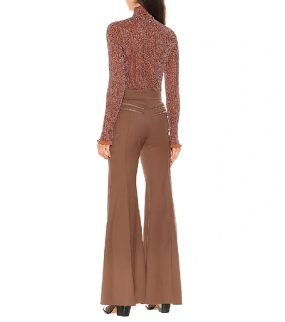 Shop Chloé Stretch-wool Flared Pants In Brown