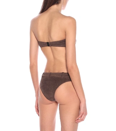Shop Lisa Marie Fernandez Buckle Terrycloth Bandeau Bikini In Brown