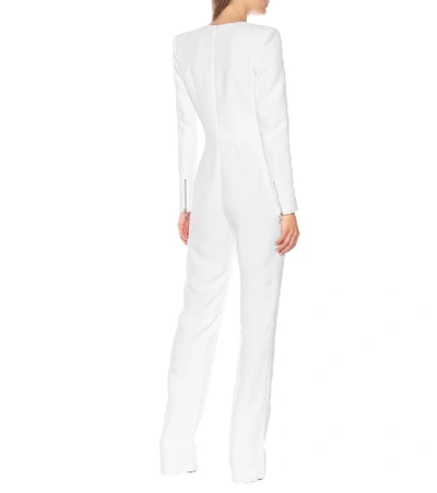 Shop Balmain Crêpe Jumpsuit In White