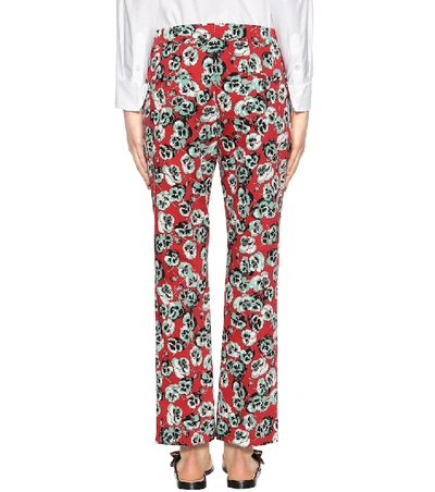 Shop Marni Printed Cotton-blend Trousers In Red
