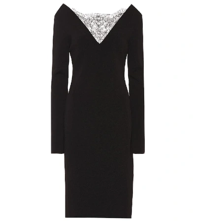Shop Givenchy Crêpe Midi Dress With Lace In Black