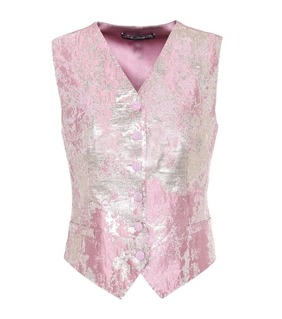 Shop Dolce & Gabbana Silk-blend Jacquard Vest In Pink