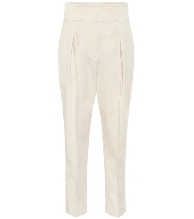 Shop Brunello Cucinelli Cotton-blend Tapered Pants In Beige