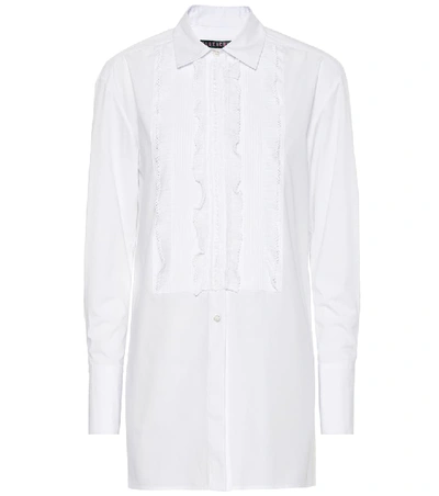 Shop Alexa Chung Lace-trimmed Cotton Poplin Shirt In White