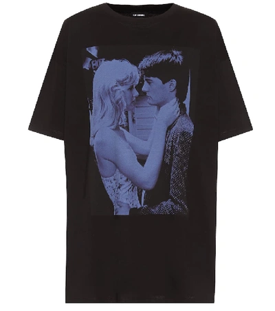 Shop Raf Simons Printed Cotton T-shirt In Black