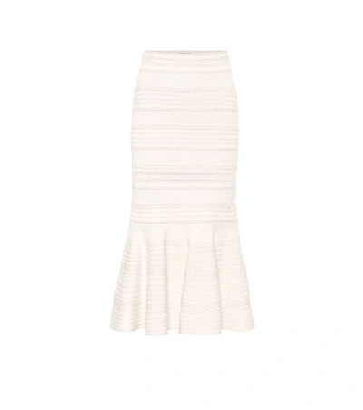 Shop Alexander Mcqueen Striped Midi Skirt In White