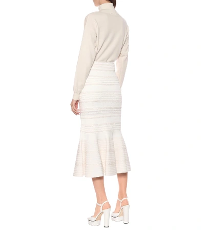Shop Alexander Mcqueen Striped Midi Skirt In White