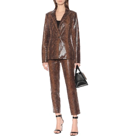 Shop J Brand Londyn Snake-effect Leather Blazer In Brown