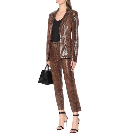 Shop J Brand Londyn Snake-effect Leather Blazer In Brown