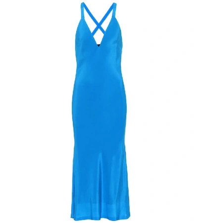 Shop Haider Ackermann Silk Midi Dress In Blue