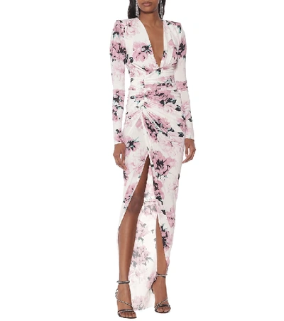 Shop Alexandre Vauthier Floral Stretch-jersey Maxi Dress In White