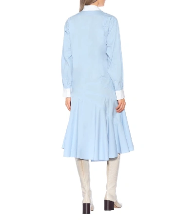 Shop Loewe Asymmetric Cotton Shirt Dress In Blue
