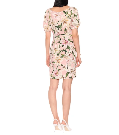 Shop Dolce & Gabbana Floral Stretch-crêpe Dress In Pink