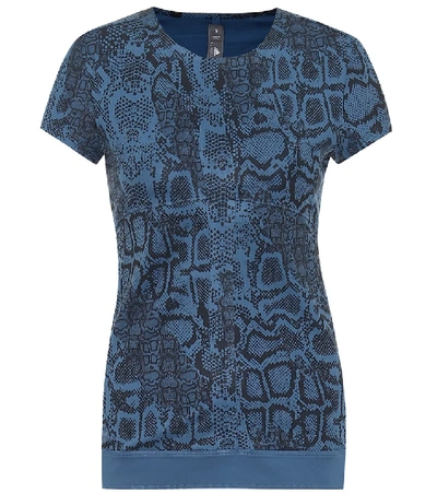 Shop Adidas By Stella Mccartney Snake-printed Technical T-shirt In Blue