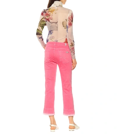 Shop 7 For All Mankind Cropped Mid-rise Bootcut Jeans In Pink