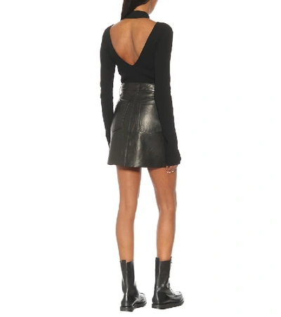 Shop Helmut Lang Leather Miniskirt In Black