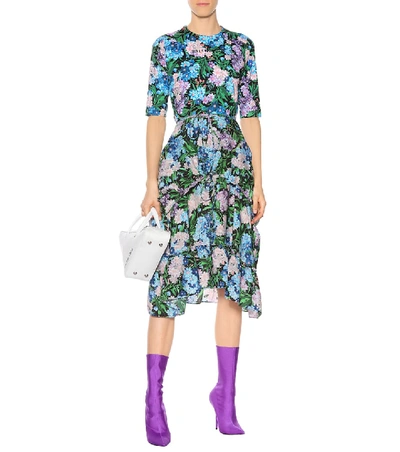 Shop Balenciaga Floral Peplum Dress In Multicoloured