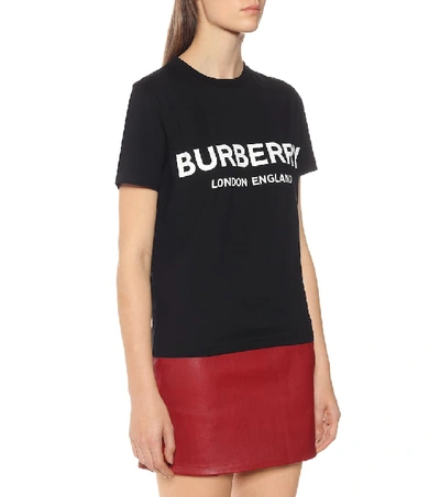 Shop Burberry Logo Cotton T-shirt In Black