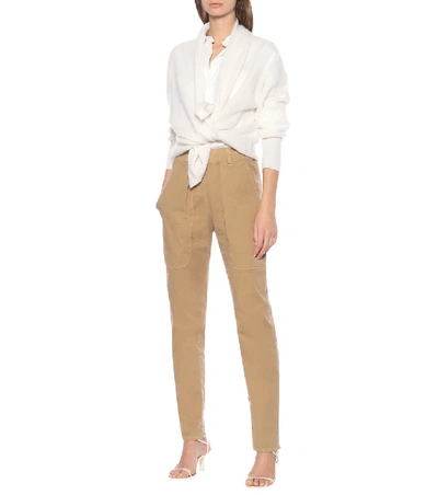 Shop Brunello Cucinelli High-rise Cotton Skinny Pants In Brown