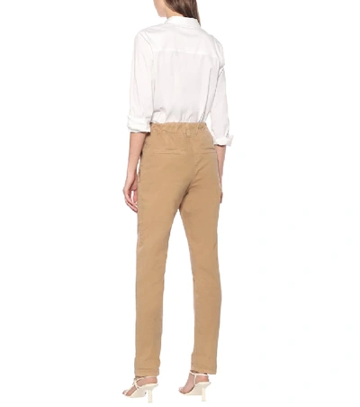 Shop Brunello Cucinelli High-rise Cotton Skinny Pants In Brown