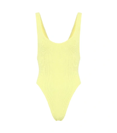 Shop Reina Olga Ruby Scrunch One-piece Swimsuit In Yellow