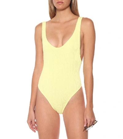 Shop Reina Olga Ruby Scrunch One-piece Swimsuit In Yellow
