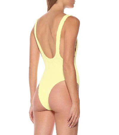 Shop Reina Olga Ruby Scrunch One-piece Swimsuit In Yellow