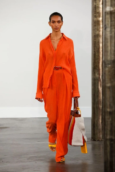 Shop Gabriela Hearst Cruz Cotton And Silk Shirt In Orange