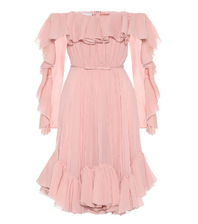 Shop Giambattista Valli Off-shoulder Silk Minidress In Pink