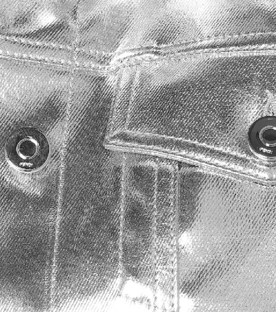 Shop Fendi Coated Denim Jacket In Silver