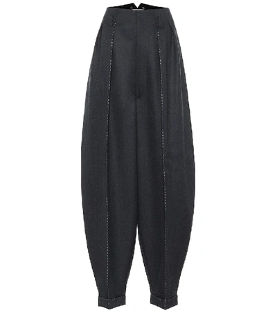 Shop Maison Margiela High-rise Wide-leg Wool Pants In Blue