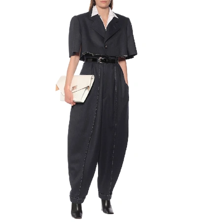 Shop Maison Margiela High-rise Wide-leg Wool Pants In Blue