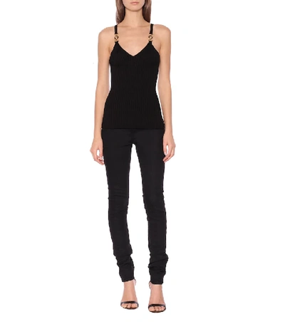 Shop Versace Ribbed-knit Camisole In Black