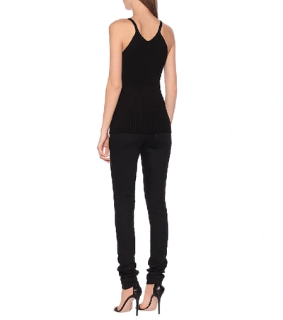 Shop Versace Ribbed-knit Camisole In Black