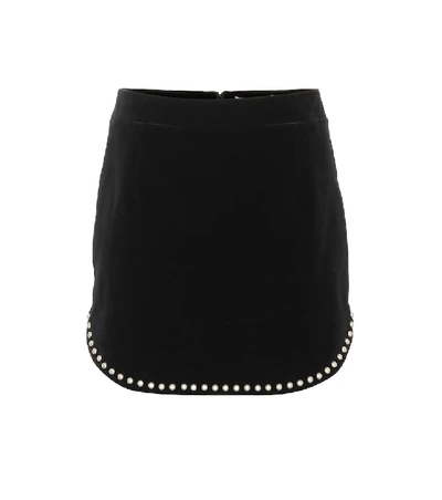 Shop Saint Laurent Embellished Velvet Miniskirt In Black