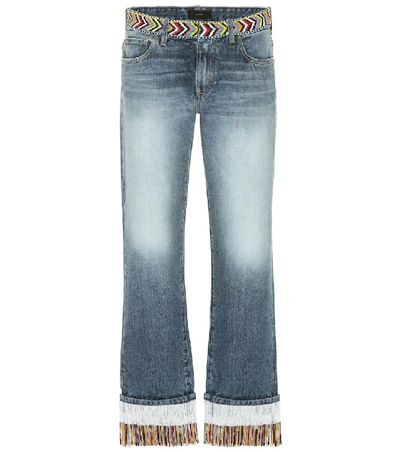 Shop Alanui Embellished Mid-rise Jeans In Blue