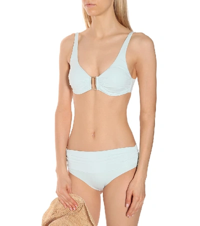 Melissa Odabash Bel Air Embellished Ruched Underwired Bikini Top In Green