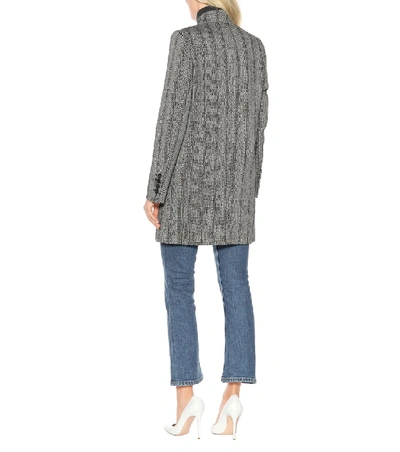 Shop Stella Mccartney Herringbone Wool-blend Coat In Grey
