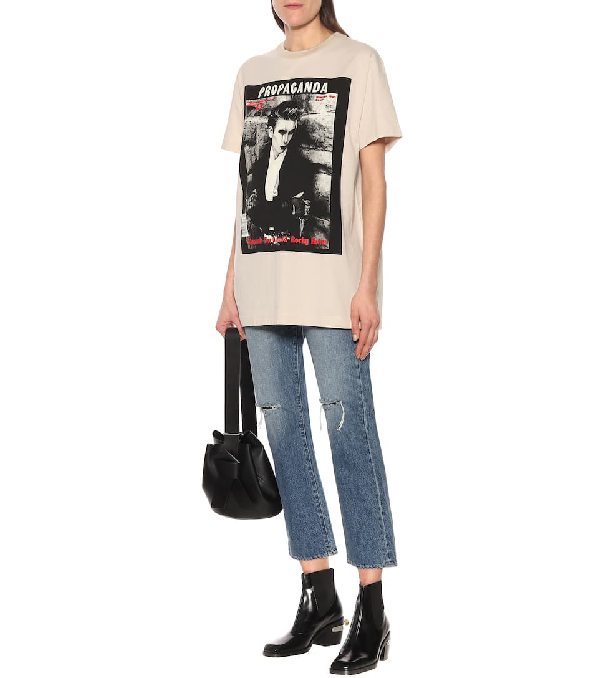 Acne Studios Erice Propaganda Magazine Print Cotton T Shirt In Neutrals Modesens