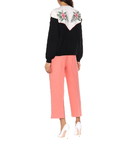 Shop Alanui Tropical Flowers Wool-blend Sweater In Black