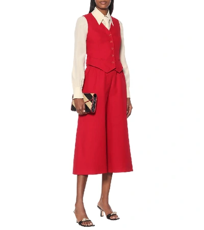 Shop Gucci Wool And Silk-blend Vest In Red