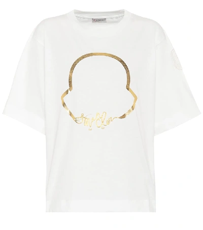Shop Moncler Logo Cotton-jersey T-shirt In White