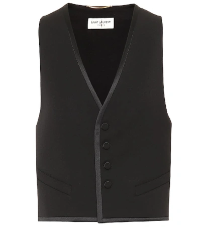 Shop Saint Laurent Virgin Wool Vest In Black