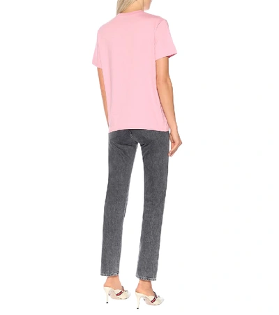 Shop Gucci Embroidered Cotton T-shirt In Pink