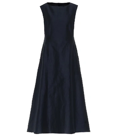 Shop Max Mara Veneto Ramie-blend Dress In Blue