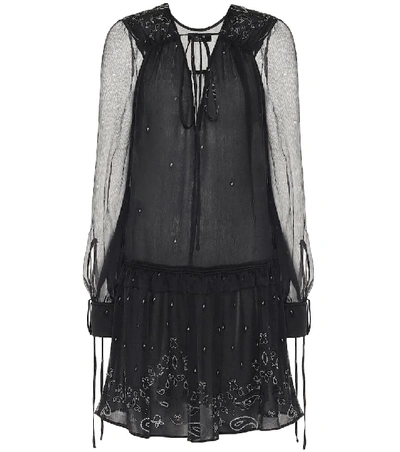 Shop Amiri Printed Silk-chiffon Minidress In Black