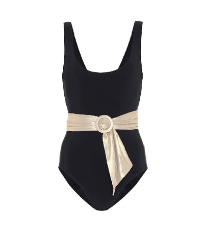 Shop Karla Colletto Brooke Belted Swimsuit In Black