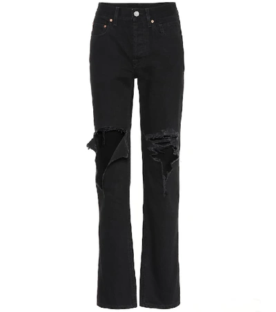 Shop Vetements Distressed Straight Jeans In Black