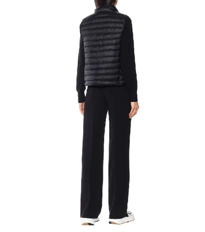 Shop Moncler Down Wool Cardigan In Black