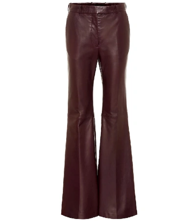 Shop Joseph Valmy Bootcut Leather Pants In Brown